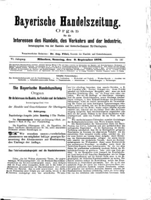 Bayerische Handelszeitung Samstag 9. September 1876
