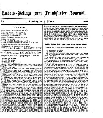 Frankfurter Journal Samstag 1. April 1876
