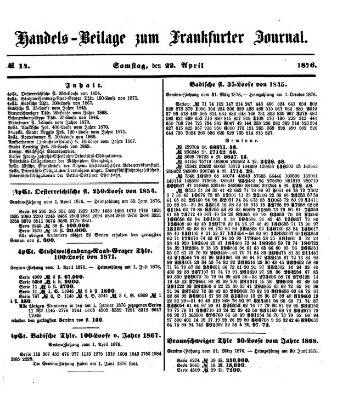 Frankfurter Journal Samstag 22. April 1876