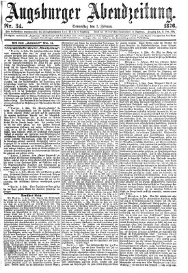 Augsburger Abendzeitung Donnerstag 3. Februar 1876