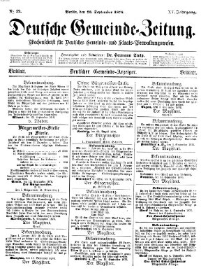 Deutsche Gemeinde-Zeitung Samstag 23. September 1876