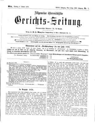 Allgemeine österreichische Gerichts-Zeitung Dienstag 4. Januar 1876