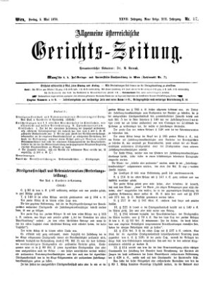 Allgemeine österreichische Gerichts-Zeitung Freitag 5. Mai 1876