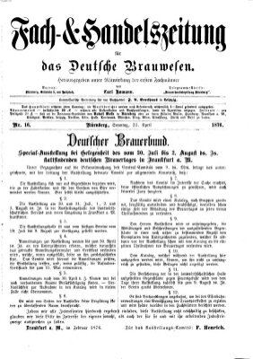 Fach- und Handelszeitung für das deutsche Brauwesen Sonntag 23. April 1876