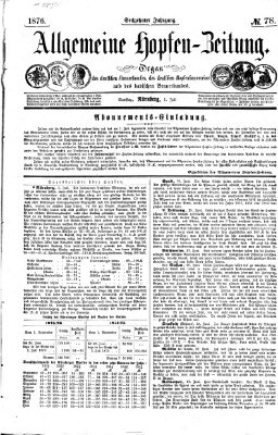 Allgemeine Hopfen-Zeitung Samstag 1. Juli 1876