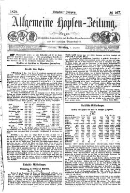 Allgemeine Hopfen-Zeitung Donnerstag 7. Dezember 1876