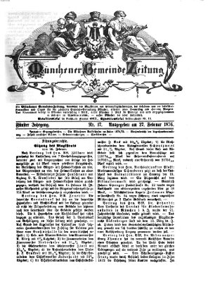 Münchener Gemeinde-Zeitung Sonntag 27. Februar 1876