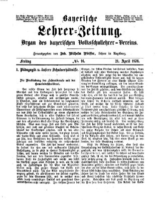 Bayerische Lehrerzeitung Freitag 21. April 1876