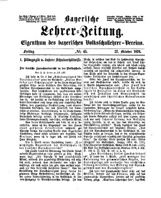 Bayerische Lehrerzeitung Freitag 27. Oktober 1876