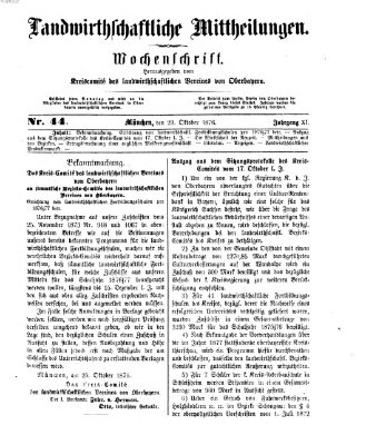 Landwirthschaftliche Mittheilungen Sonntag 29. Oktober 1876