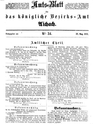 Amtsblatt für das Bezirksamt und Amtsgericht Aichach Sonntag 20. August 1876
