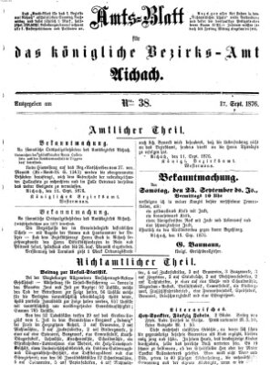 Amtsblatt für das Bezirksamt und Amtsgericht Aichach Sonntag 17. September 1876
