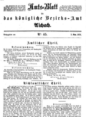 Amtsblatt für das Bezirksamt und Amtsgericht Aichach Sonntag 5. November 1876