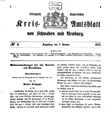 Königlich Bayerisches Kreis-Amtsblatt von Schwaben und Neuburg Mittwoch 5. Januar 1876