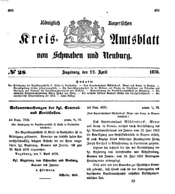 Königlich Bayerisches Kreis-Amtsblatt von Schwaben und Neuburg Mittwoch 12. April 1876