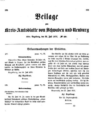 Königlich Bayerisches Kreis-Amtsblatt von Schwaben und Neuburg Mittwoch 26. Juli 1876