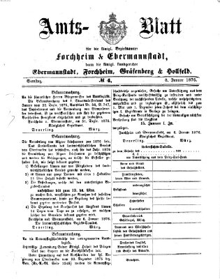 Amtsblatt für die Königlichen Bezirksämter Forchheim und Ebermannstadt sowie für die Königliche Stadt Forchheim Samstag 8. Januar 1876