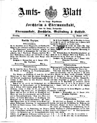 Amtsblatt für die Königlichen Bezirksämter Forchheim und Ebermannstadt sowie für die Königliche Stadt Forchheim Dienstag 11. Januar 1876