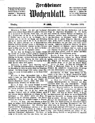 Amtsblatt für die Königlichen Bezirksämter Forchheim und Ebermannstadt sowie für die Königliche Stadt Forchheim Dienstag 12. September 1876