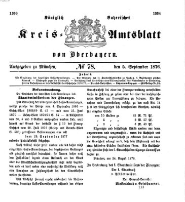 Königlich-bayerisches Kreis-Amtsblatt von Oberbayern (Münchner Intelligenzblatt) Dienstag 5. September 1876