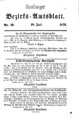 Neuburger Bezirks-Amtsblatt Freitag 28. Juli 1876