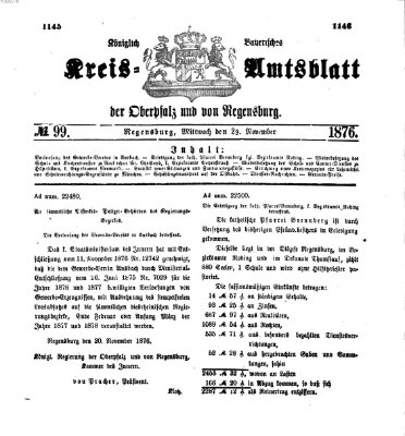 Königlich-bayerisches Kreis-Amtsblatt der Oberpfalz und von Regensburg (Königlich bayerisches Intelligenzblatt für die Oberpfalz und von Regensburg) Mittwoch 29. November 1876