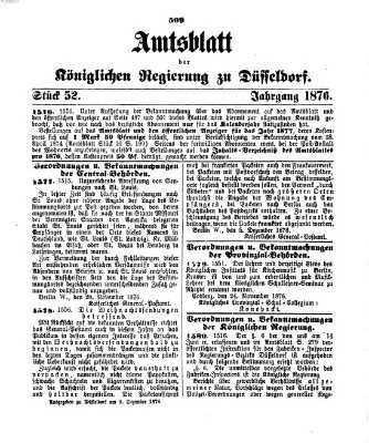 Amtsblatt für den Regierungsbezirk Düsseldorf Samstag 9. Dezember 1876