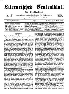 Literarisches Zentralblatt für Deutschland Samstag 1. April 1876
