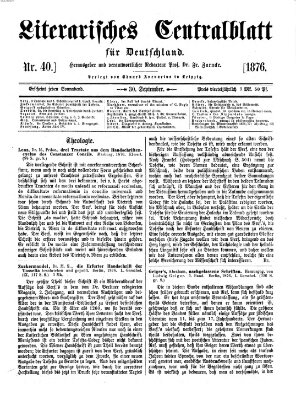 Literarisches Zentralblatt für Deutschland Samstag 30. September 1876