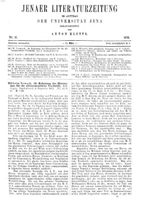 Jenaer Literaturzeitung Samstag 11. März 1876