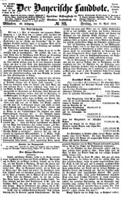 Der Bayerische Landbote Freitag 14. April 1876