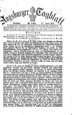 Augsburger Tagblatt Dienstag 27. Juni 1876