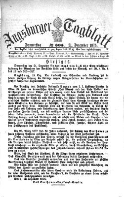 Augsburger Tagblatt Donnerstag 21. Dezember 1876