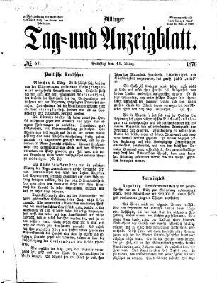 Dillinger Tag- und Anzeigeblatt (Tagblatt für die Städte Dillingen, Lauingen, Höchstädt, Wertingen und Gundelfingen) Samstag 11. März 1876