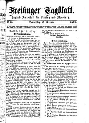 Freisinger Tagblatt (Freisinger Wochenblatt) Donnerstag 17. Februar 1876