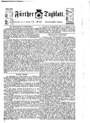 Fürther Tagblatt Donnerstag 17. Februar 1876
