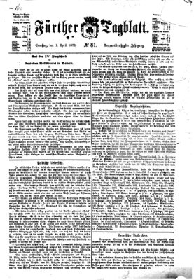 Fürther Tagblatt Samstag 1. April 1876
