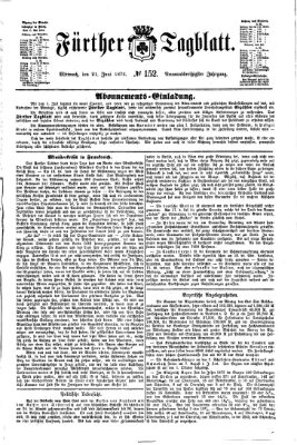 Fürther Tagblatt Mittwoch 21. Juni 1876