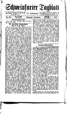 Schweinfurter Tagblatt Mittwoch 1. November 1876