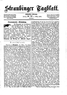 Straubinger Tagblatt Freitag 31. März 1876