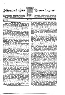 Schwabmünchner Tages-Anzeiger Sonntag 2. Juli 1876