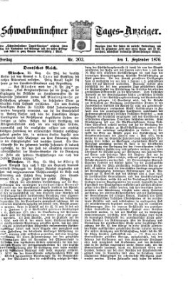 Schwabmünchner Tages-Anzeiger Freitag 1. September 1876