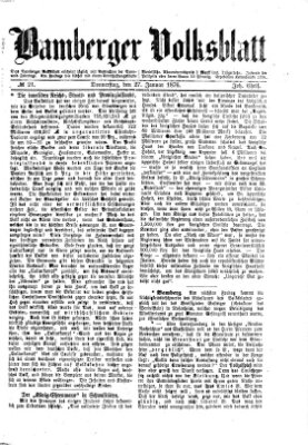 Bamberger Volksblatt Donnerstag 27. Januar 1876