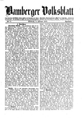 Bamberger Volksblatt Mittwoch 9. Februar 1876