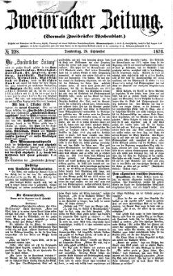 Zweibrücker Zeitung (Zweibrücker Wochenblatt) Donnerstag 28. September 1876