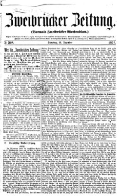 Zweibrücker Zeitung (Zweibrücker Wochenblatt) Montag 18. Dezember 1876