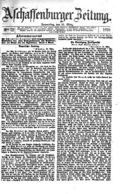 Aschaffenburger Zeitung Donnerstag 23. März 1876
