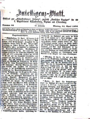 Aschaffenburger Zeitung Montag 24. April 1876