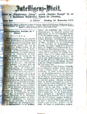 Aschaffenburger Zeitung Dienstag 12. September 1876