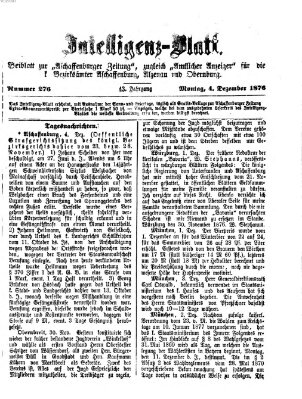 Aschaffenburger Zeitung Montag 4. Dezember 1876